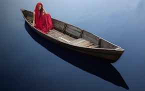 girl, water, boat, model