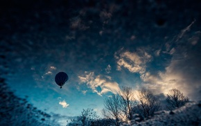 clouds, sky, hot air balloons