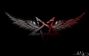pentagram, black, wings