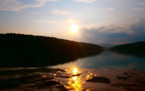 lake, Serbia, sunset