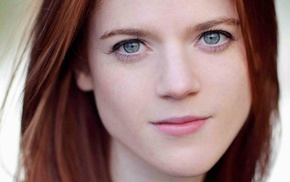 looking at viewer, smiling, redhead, actress, face, girl