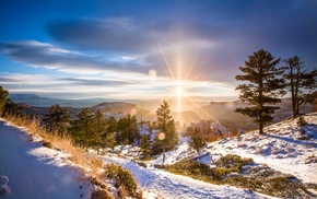 snow, winter, sunlight, landscape