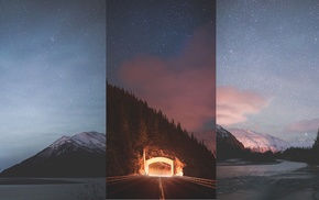 nature, landscape, winter, Alaska, stars, night