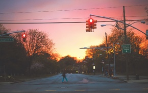 street, sunset, New York City