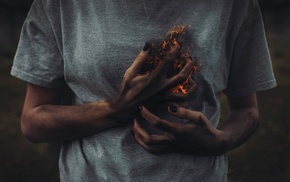 painted nails, emotion, hands, fire
