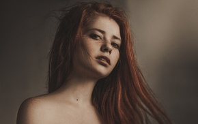 girl, redhead, face, long hair, model
