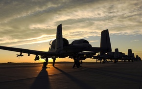 Fairchild A, 10 Thunderbolt II, military aircraft, aircraft, sunset