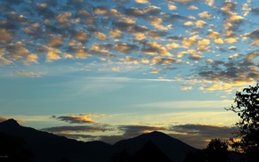 clouds, mountains, Mon Oncle, sunset