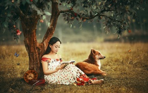 girl, Asian, animals, model