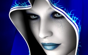 blue, face, girl, fantasy art, render, fantasy girl