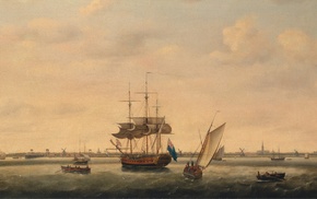 painting, Francis Holman, frigates