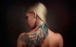 blonde, girl, model, tattoo