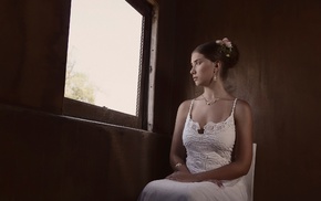 girl, window, sitting