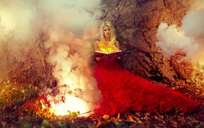 girl, fire, fantasy art, model