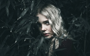 face, girl, portrait, plants, model, blonde