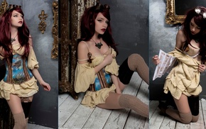 steampunk, girl, collage, Katrina Wilkinson, model