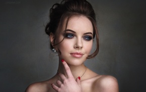 Libriana, Polina Bodrova, girl, looking away, painted nails, face