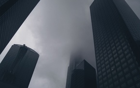 architecture, photography, building, skyscraper, urban, mist