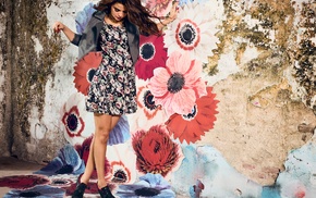 floral, wall, celebrity, girl, Selena Gomez, street art