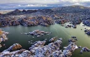 landscape, snow, nature, lake