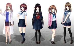 anime, school uniform, original characters, anime girls