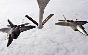 military aircraft, mid, air refueling, F, 22 Raptor, aircraft
