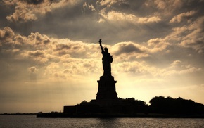 water, photography, New York City, architecture, Statue of Liberty, sea