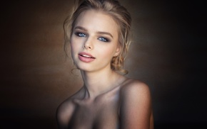 portrait, lips, photography, bare shoulders, face, blonde