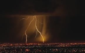 storm, photography, lightning, lights, clouds, cityscape