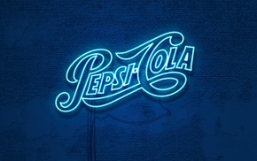 Pepsi, blue, typography, neon