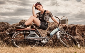 bicycle, girl, model