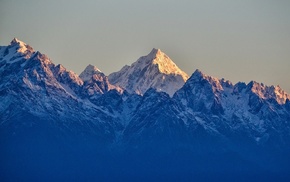 sunlight, snowy peak, landscape, Himalayas, summit, mountains