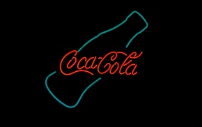 neon, simple background, typography, Coca, Cola, logo