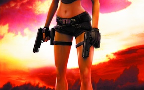 portrait display, video games, gun, artwork, Lara Croft, Tomb Raider