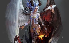 angel, artwork, fantasy art, demon