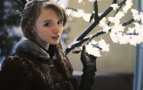 girl, Olesya Kharitonova, model, redhead, snow