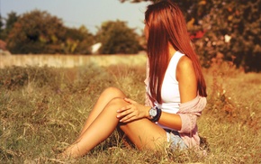 redhead, girl, nature