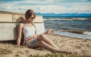 sand, beach, girl, girl outdoors, model