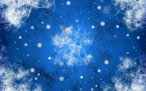 digital art, snowflakes, blue, artwork, abstract, Vladstudio