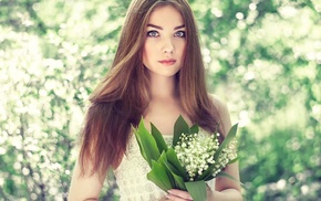 flowers, girl, model