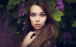 girl, portrait, flowers, model