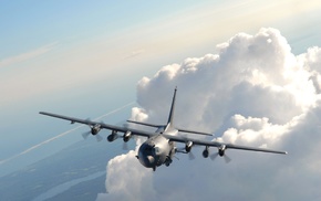 AC, 130, military aircraft, US Air Force, clouds, aircraft