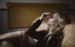 girl, smoking, model