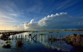 landscape, clouds, water, sky, nature