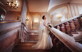 stairs, brides, girl