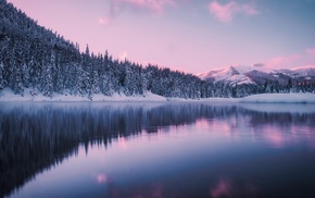 landscape, lake, winter