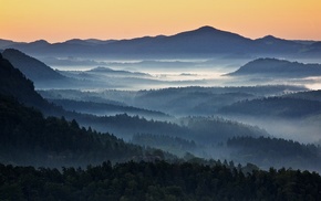 nature, mountains, forest, blue, Czech Republic, mist