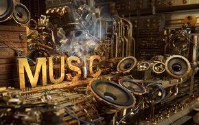 machine, typography, music, gears, cigarettes