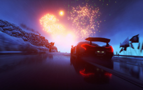McLaren, Driveclub, video games, McLaren P1, fireworks, car