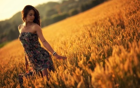 model, field, girl outdoors, girl